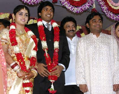 AR_Rahman in prabhu's son vikram marriage reception